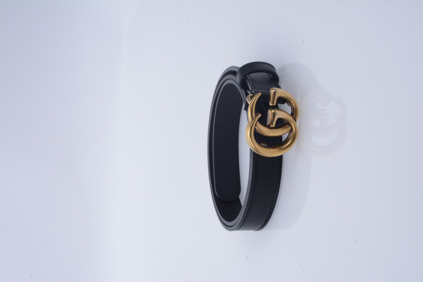 Rag - Gucci GG Marmont Thin Shiny Buckle 2 cm Negro Talla 75 cm